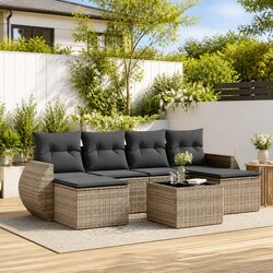 7 Piece Garden Sofa Set with Cushions Grey Outdoor Patio Furniture Modular