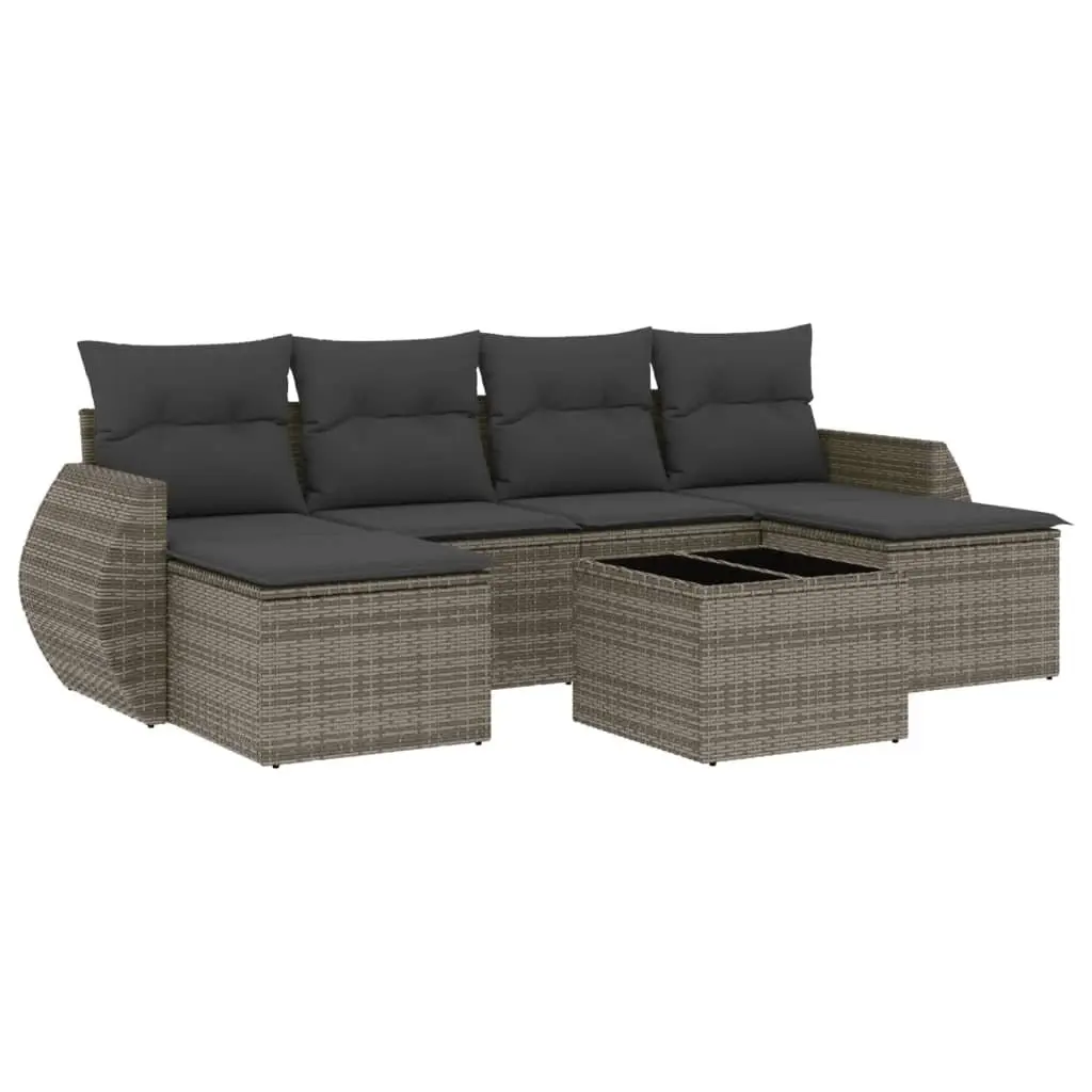 7 Piece Garden Sofa Set with Cushions Grey Outdoor Patio Furniture Modular