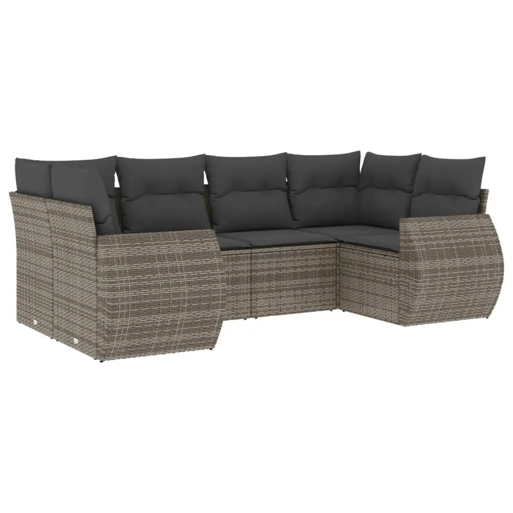 Garden Sofa Set Modular Outdoor Furniture 6 Piece Grey PE Rattan