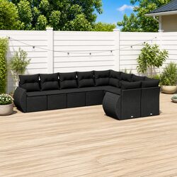 Garden Sofa Set 9 Piece Outdoor Furniture Patio Seating with Cushions Black