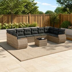 Garden Sofa Set 11 Piece Outdoor Furniture Grey Poly Rattan Modular Patio Lounge