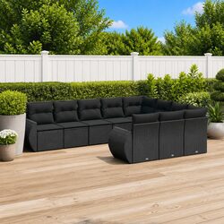 Garden Sofa Set 10 Piece Outdoor Furniture Patio Seating Black Rattan Modular