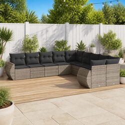 Garden Sofa Set 11 Piece Outdoor Furniture Grey Poly Rattan Modular Patio Lounge