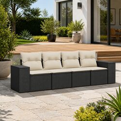 Garden Sofa Set 4 Piece Outdoor Furniture Patio Rattan Seating with Cushions