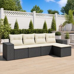 Garden Sofa Set 5 Piece Outdoor Furniture Patio Seating Black with Cushions