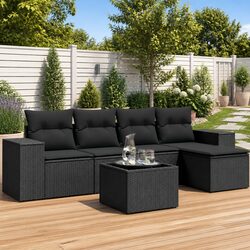 Garden Sofa Set 6 Piece Outdoor Furniture Poly Rattan Modular Patio with
