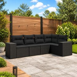 Garden Sofa Set 5 Piece Outdoor Furniture Patio Rattan Seating with Cushions