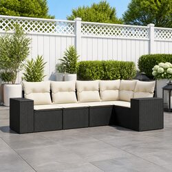 Garden Sofa Set 5 Piece Outdoor Furniture Poly Rattan Modular Patio Seating