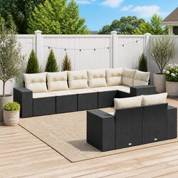 Garden Sofa Set 8 Piece Outdoor Furniture Patio Seating Black Poly Rattan
