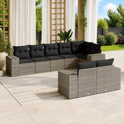 Garden Sofa Set 8 Piece Outdoor Furniture Patio Lounge Grey Modular Rattan