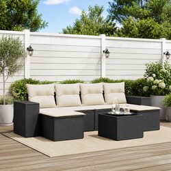 7 Piece Garden Sofa Set Outdoor Patio Furniture with Cushions Storage Black