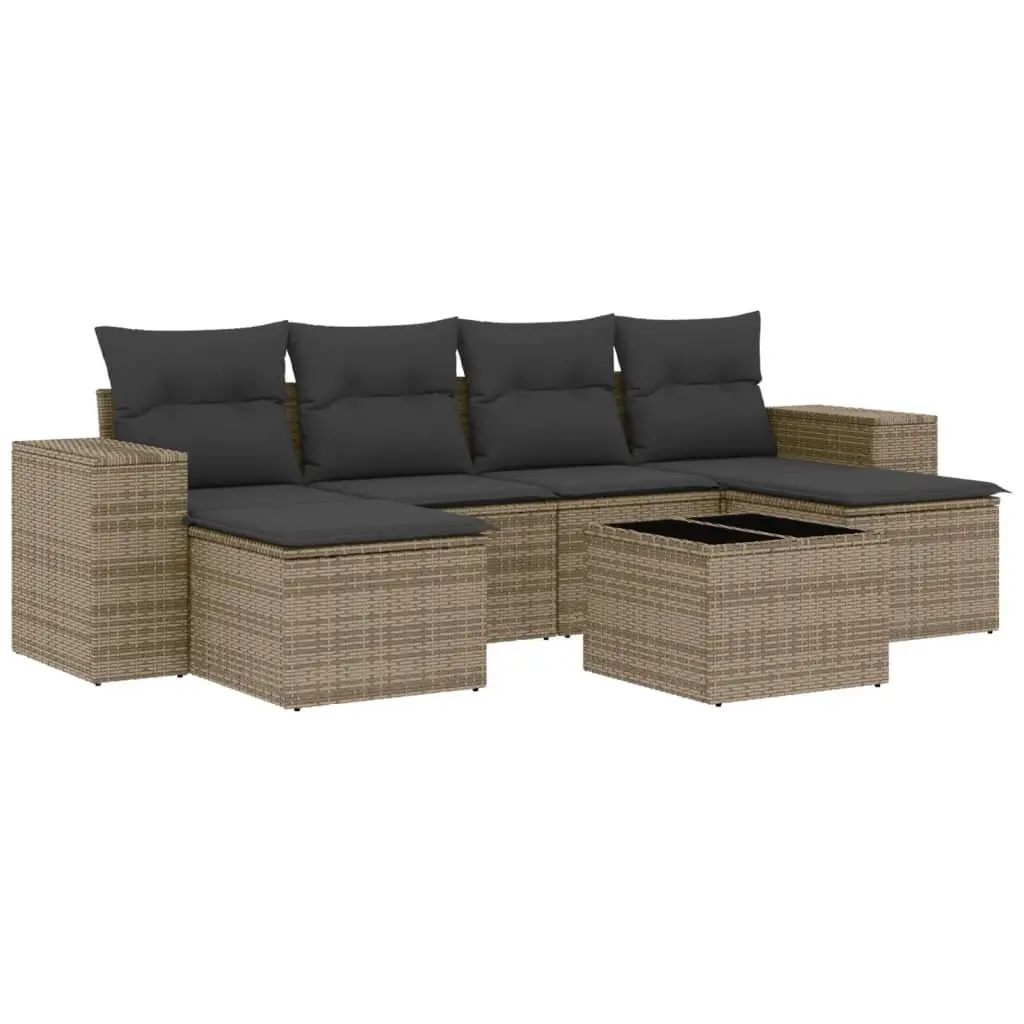 Garden Sofa Set 7 Piece Outdoor Furniture Grey Poly Rattan Modular Patio Lounge