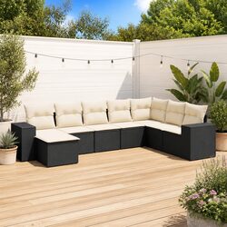 Garden Sofa Set 8 Piece Outdoor Furniture Patio Seating Black Poly Rattan