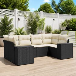 Garden Sofa Set 6 Piece Outdoor Furniture Patio Lounge with Cushions Black
