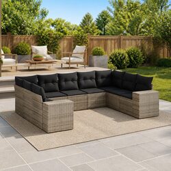 Garden Sofa Set 9 Piece Outdoor Furniture Patio Seating Grey Poly Rattan Modular