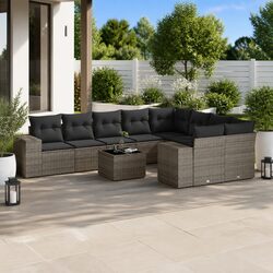Garden Sofa Set 10 Piece Outdoor Furniture Grey Poly Rattan Patio Modular