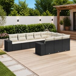 Garden Sofa Set 10 Piece Outdoor Furniture Patio Seating with Cushions Black