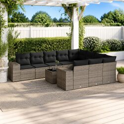 Garden Sofa Set 11 Piece Outdoor Furniture Grey Poly Rattan Patio Sectional