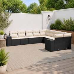 Garden Sofa Set 10 Piece Black Outdoor Furniture Patio Rattan Modular Seating