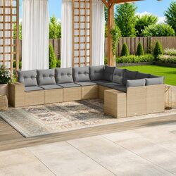 Outdoor Garden Sofa Set 10 Piece Modular Patio Furniture with Cushions Beige