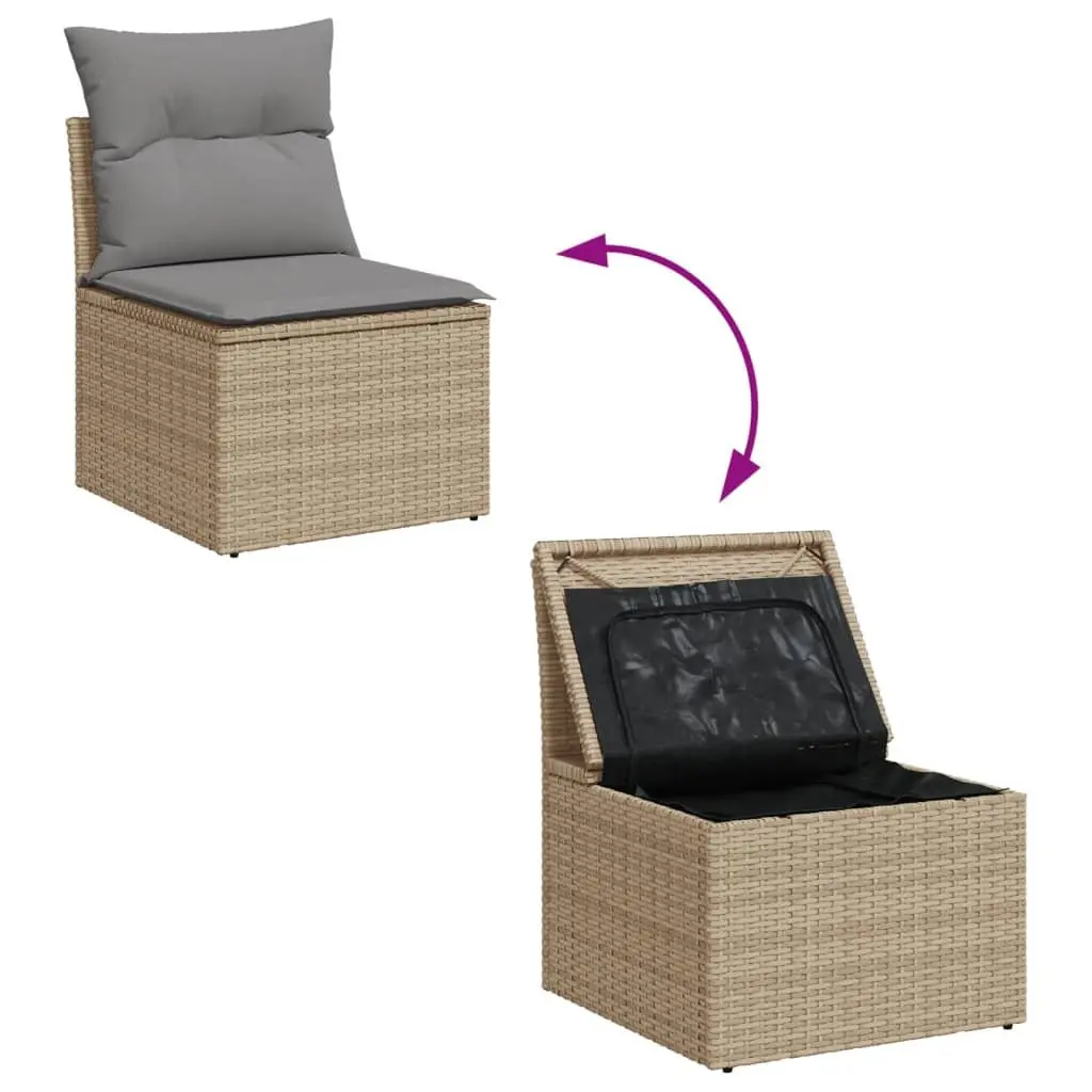 6 Piece Garden Sofa Set Outdoor Patio Furniture Beige Poly Rattan with Cushions