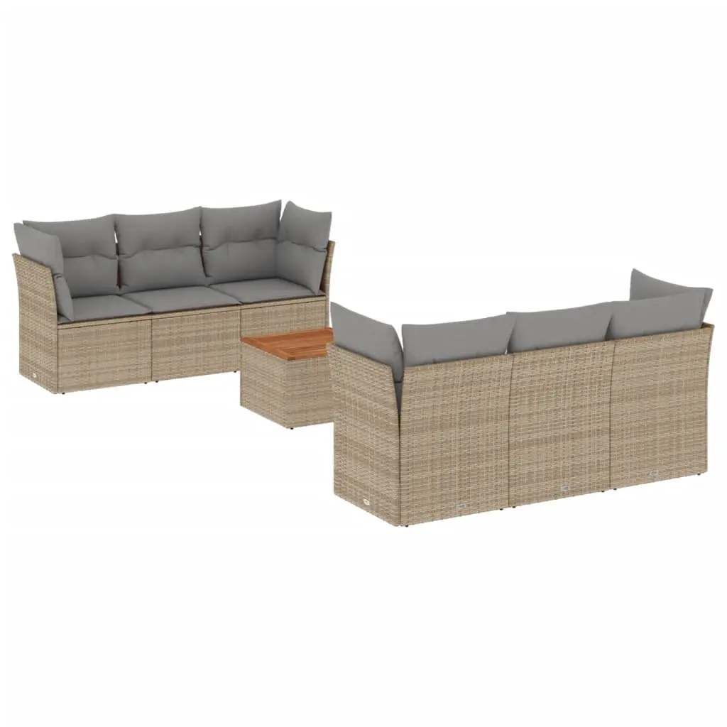 7 Piece Garden Sofa Set Outdoor Furniture Poly Rattan Beige with Cushions