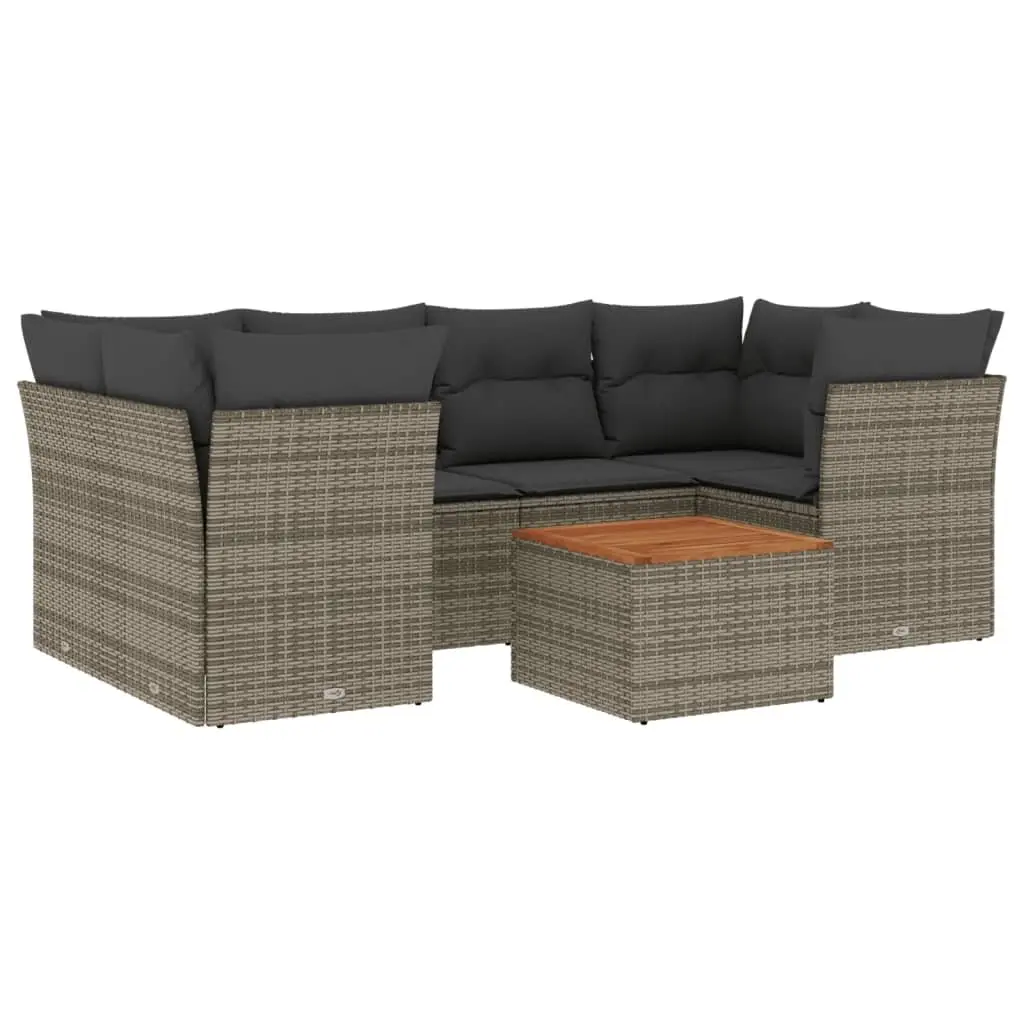 7 Piece Garden Sofa Set with Storage Grey Poly Rattan Outdoor Furniture Patio