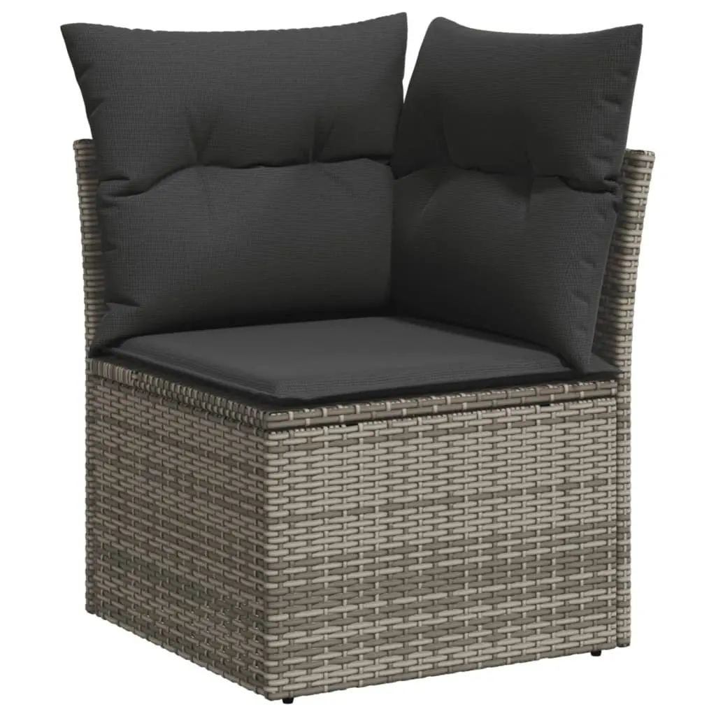 7 Piece Garden Sofa Set with Storage Grey Poly Rattan Outdoor Furniture Patio