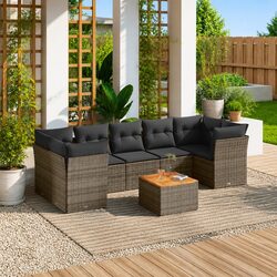 Garden Sofa Set 8 Piece Outdoor Furniture Grey Poly Rattan Patio Lounge with