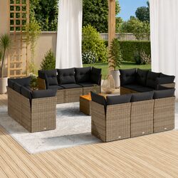 Garden Sofa Set 13 Piece Outdoor Furniture Grey Poly Rattan Patio Seating