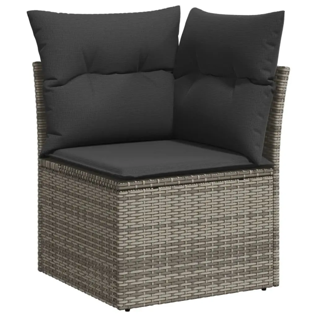 5 Piece Garden Sofa Set with Cushions Grey Poly Rattan Outdoor Furniture Patio