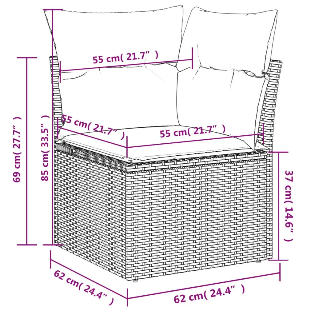6 Piece Outdoor Garden Sofa Set with Storage Cushions Grey Poly Rattan Patio