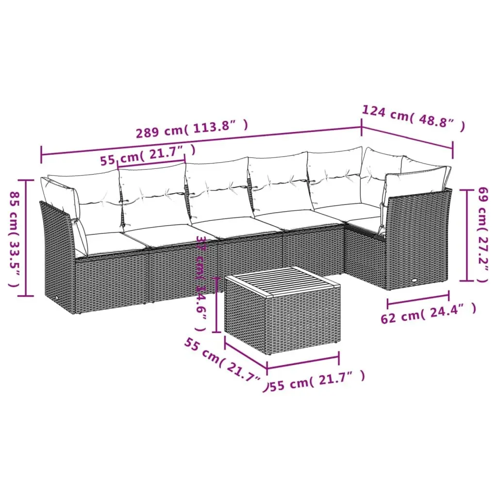 7 Piece Garden Sofa Set with Storage Grey Poly Rattan Outdoor Furniture Patio