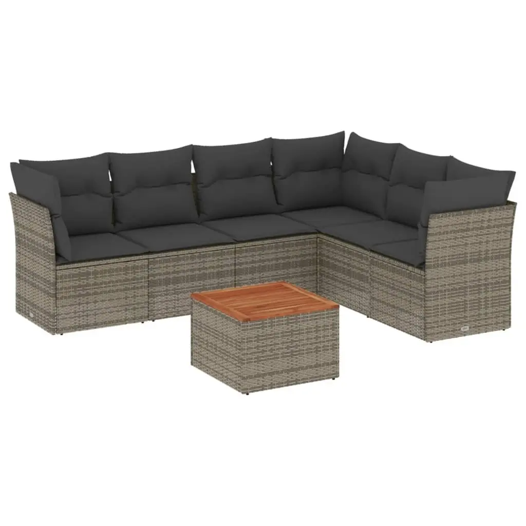 7 Piece Garden Sofa Set with Storage Grey Poly Rattan Outdoor Furniture Patio