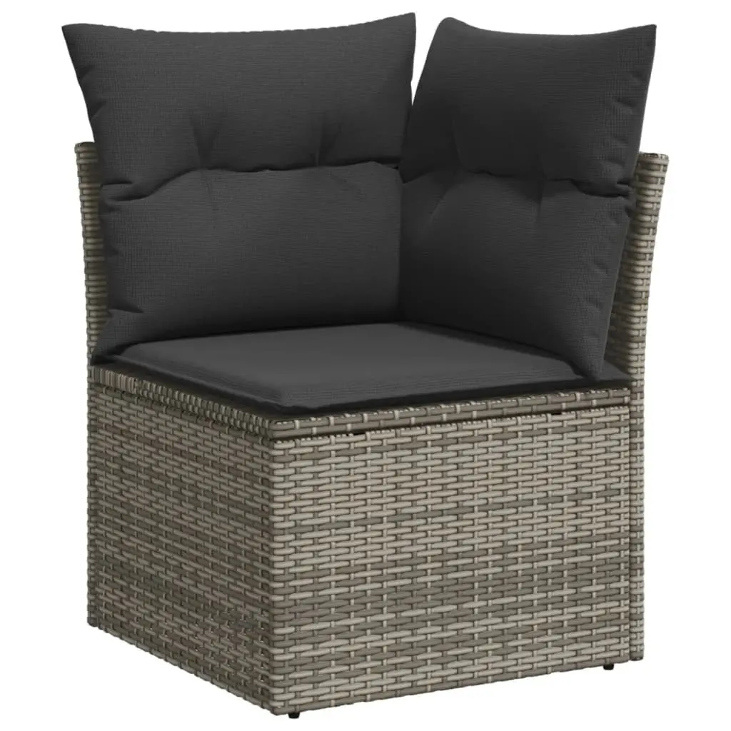 7 Piece Garden Sofa Set with Storage Grey Poly Rattan Outdoor Furniture Patio