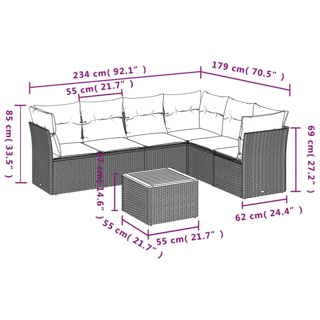 7 Piece Garden Sofa Set with Storage Grey Poly Rattan Outdoor Furniture Patio