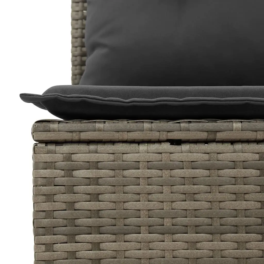11 Piece Outdoor Garden Sofa Set Grey Poly Rattan Patio Furniture with Cushions