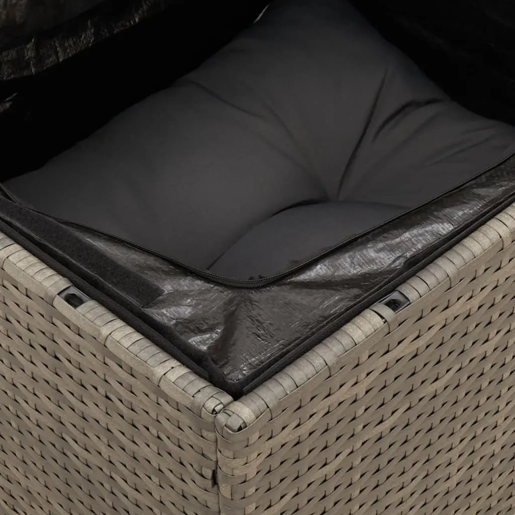 7 Piece Garden Sofa Set with Storage Cushions Grey Poly Rattan Outdoor Patio