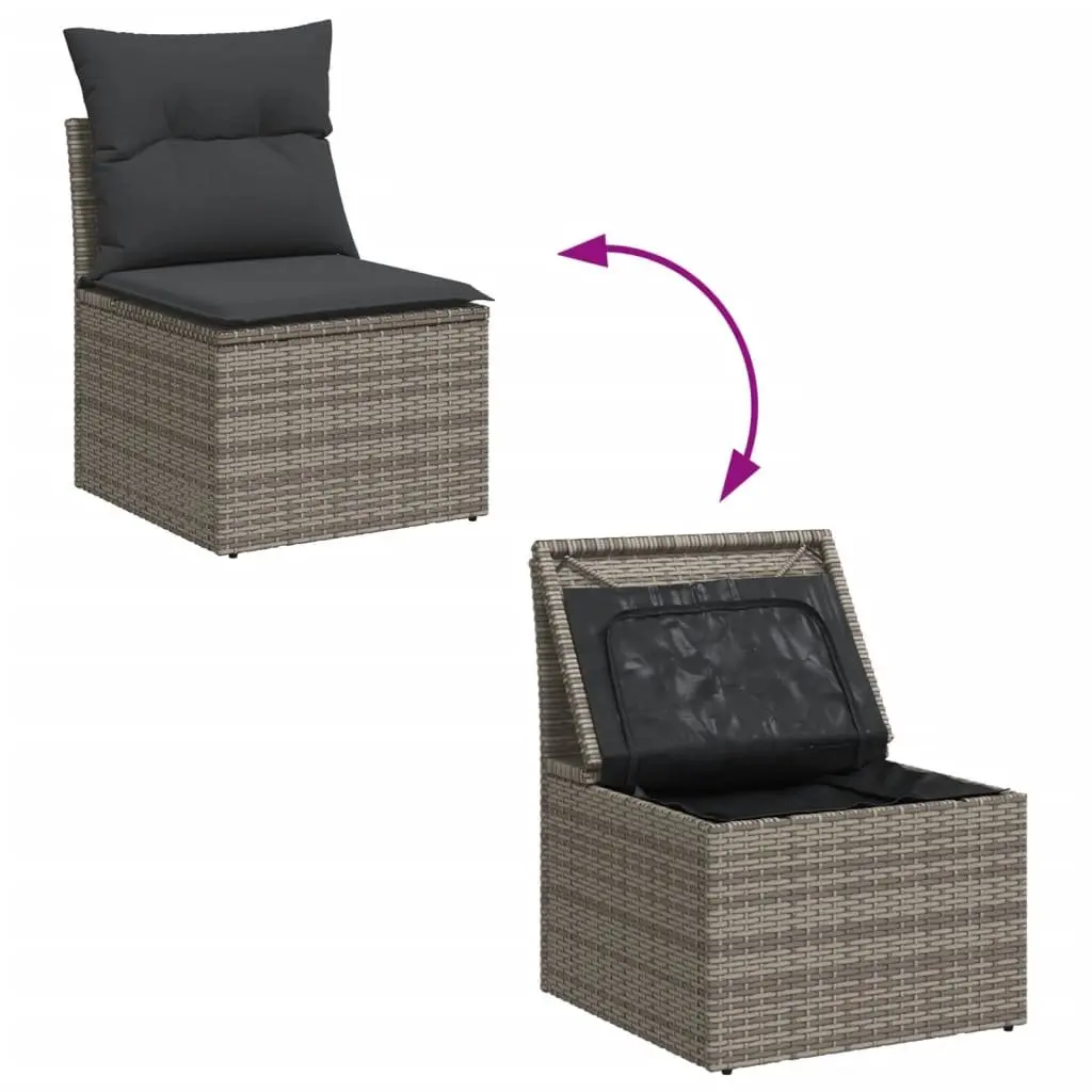 7 Piece Garden Sofa Set Grey Poly Rattan Outdoor Furniture Modular Patio Lounge