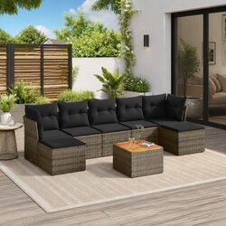 Garden Sofa Set 8 Piece Outdoor Furniture Grey Poly Rattan Modular Patio Lounge