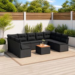 Garden Sofa Set 10 Piece Outdoor Patio Furniture Black Rattan Modular Sectional