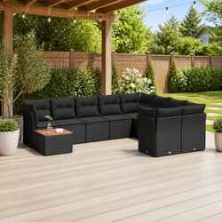 Garden Sofa Set 10 Piece Outdoor Furniture Rattan Patio Seating with Cushions