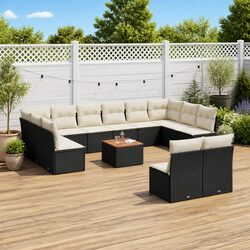 Garden Sofa Set 13 Piece Outdoor Patio Furniture Black Poly Rattan Modular