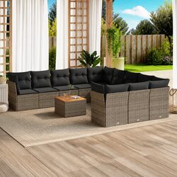 12 Piece Garden Sofa Set Grey Poly Rattan Outdoor Furniture Patio Lounge