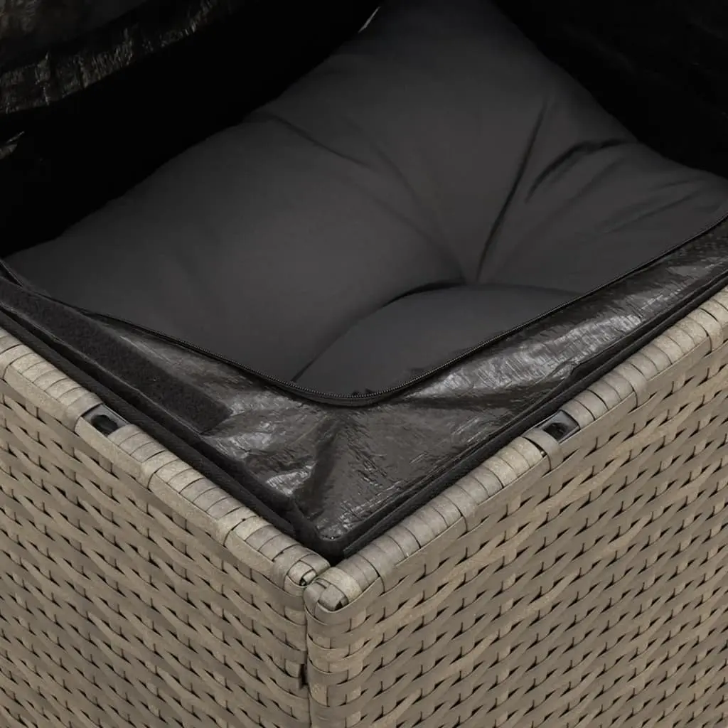 11 Piece Outdoor Garden Sofa Set Grey Poly Rattan Patio Furniture with Storage