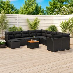 12 Piece Garden Sofa Set Black Poly Rattan Outdoor Patio Furniture Modular
