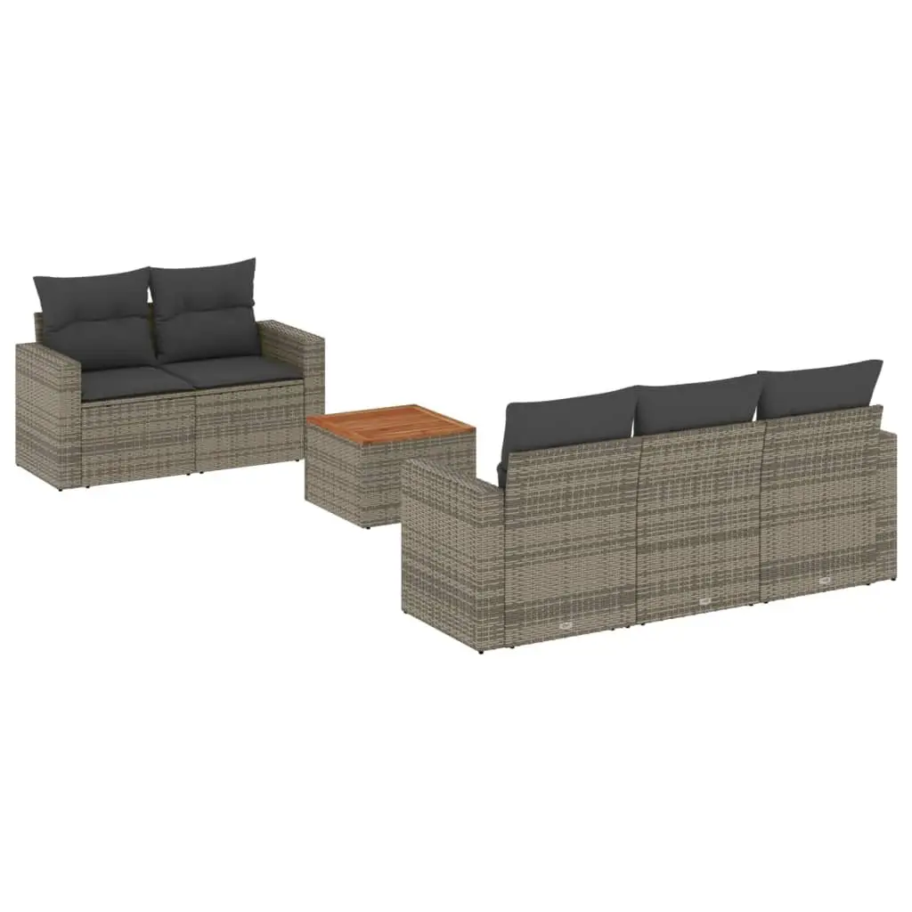 Garden Sofa Set 6 Piece Outdoor Furniture with Storage Cushions Grey Poly Rattan