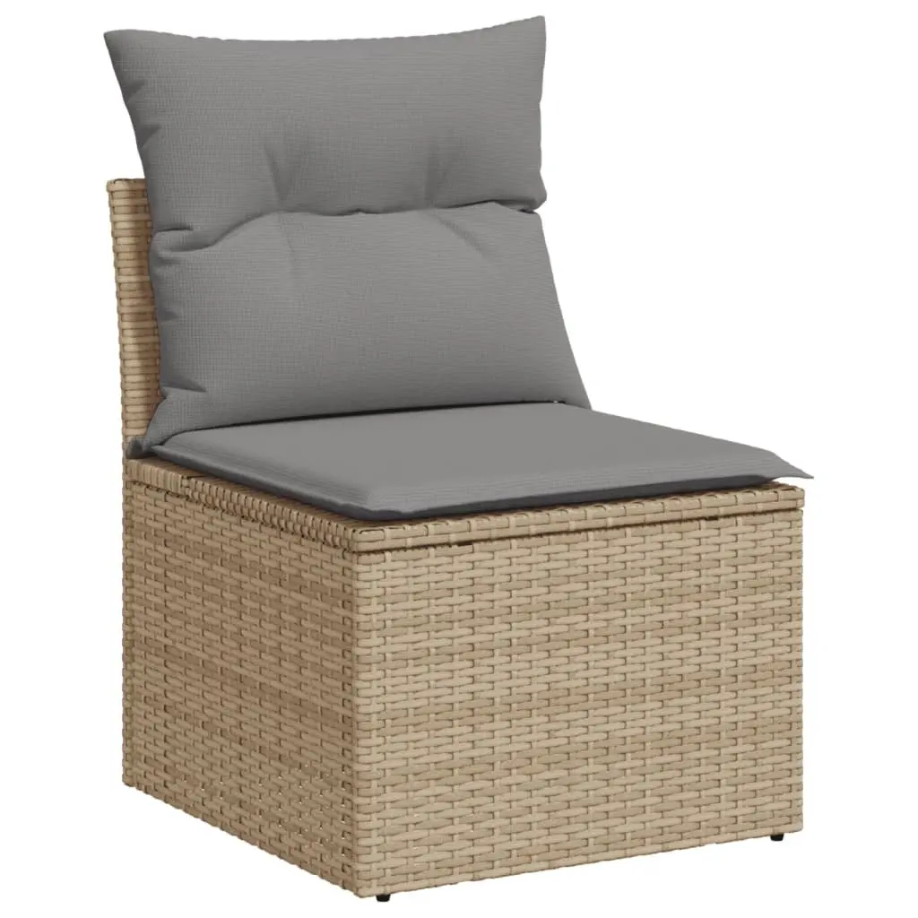 7 Piece Garden Sofa Set Outdoor Furniture Beige Poly Rattan Patio Sectional