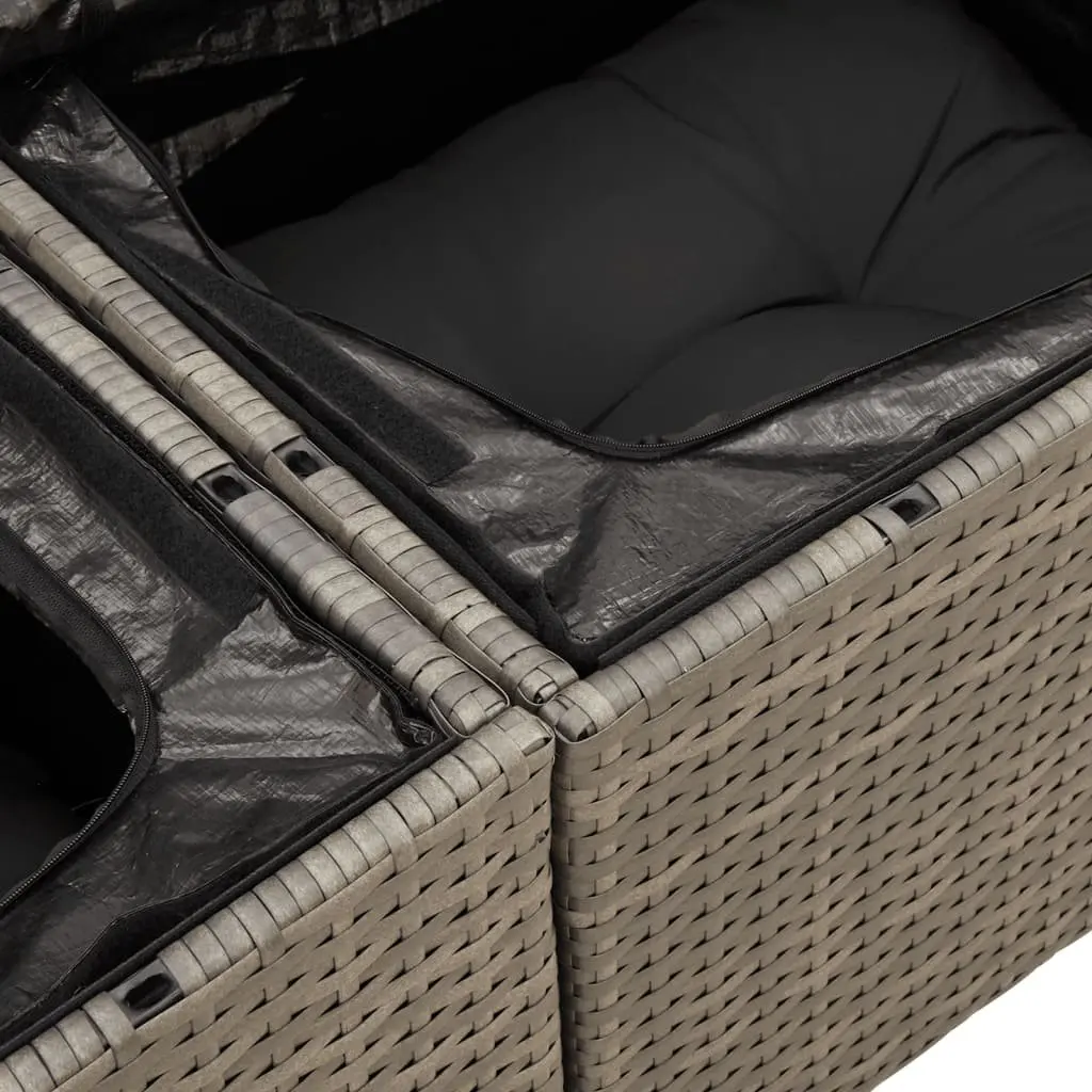 7 Piece Garden Sofa Set with Storage Cushions Grey Outdoor Furniture Patio