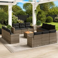 Garden Sofa Set 13 Piece Grey Outdoor Furniture with Storage Cushions